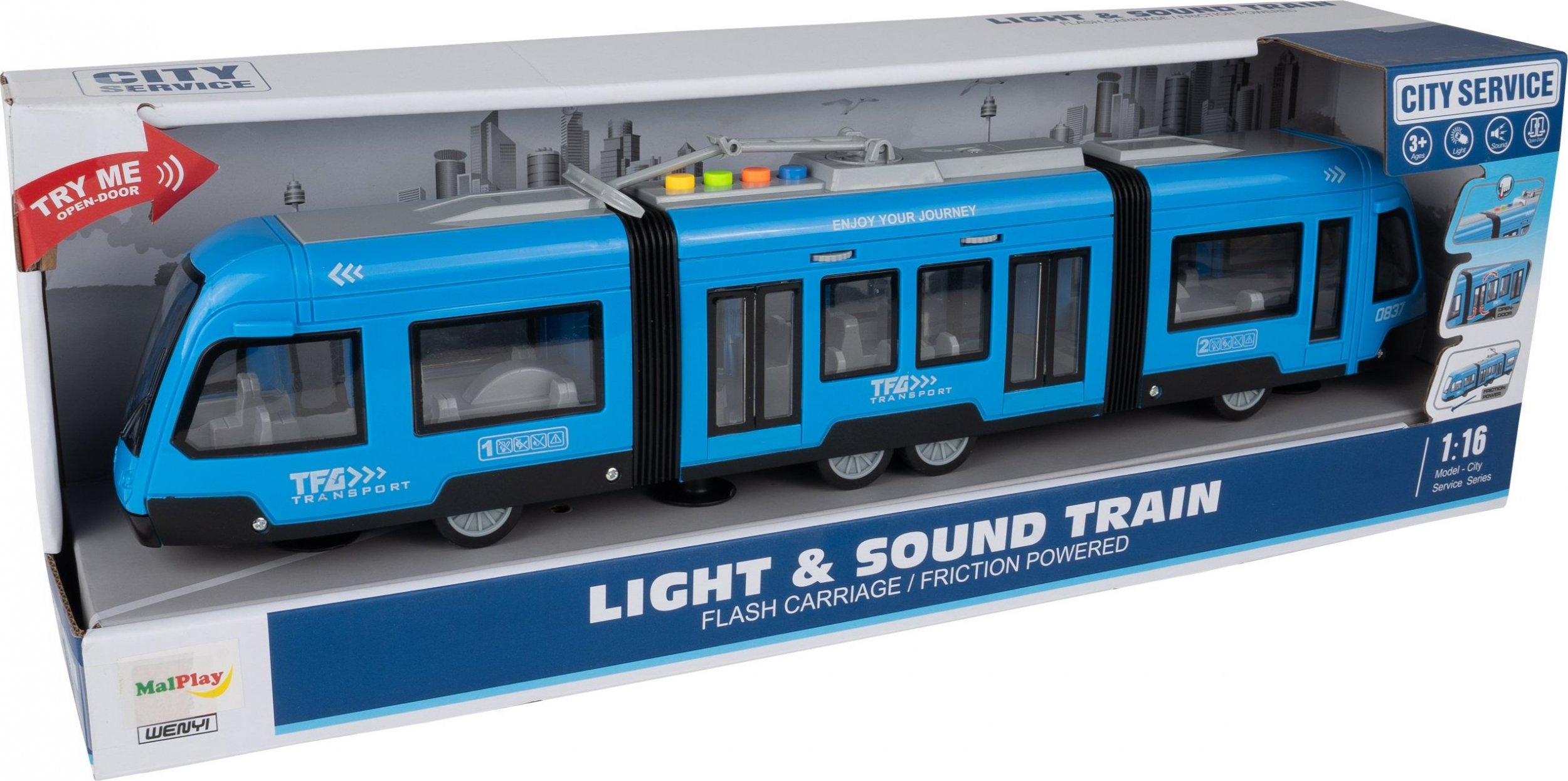 MalPlay Tramwaj do Zabawy Światło i Dźwięk Otwierane Drzwi