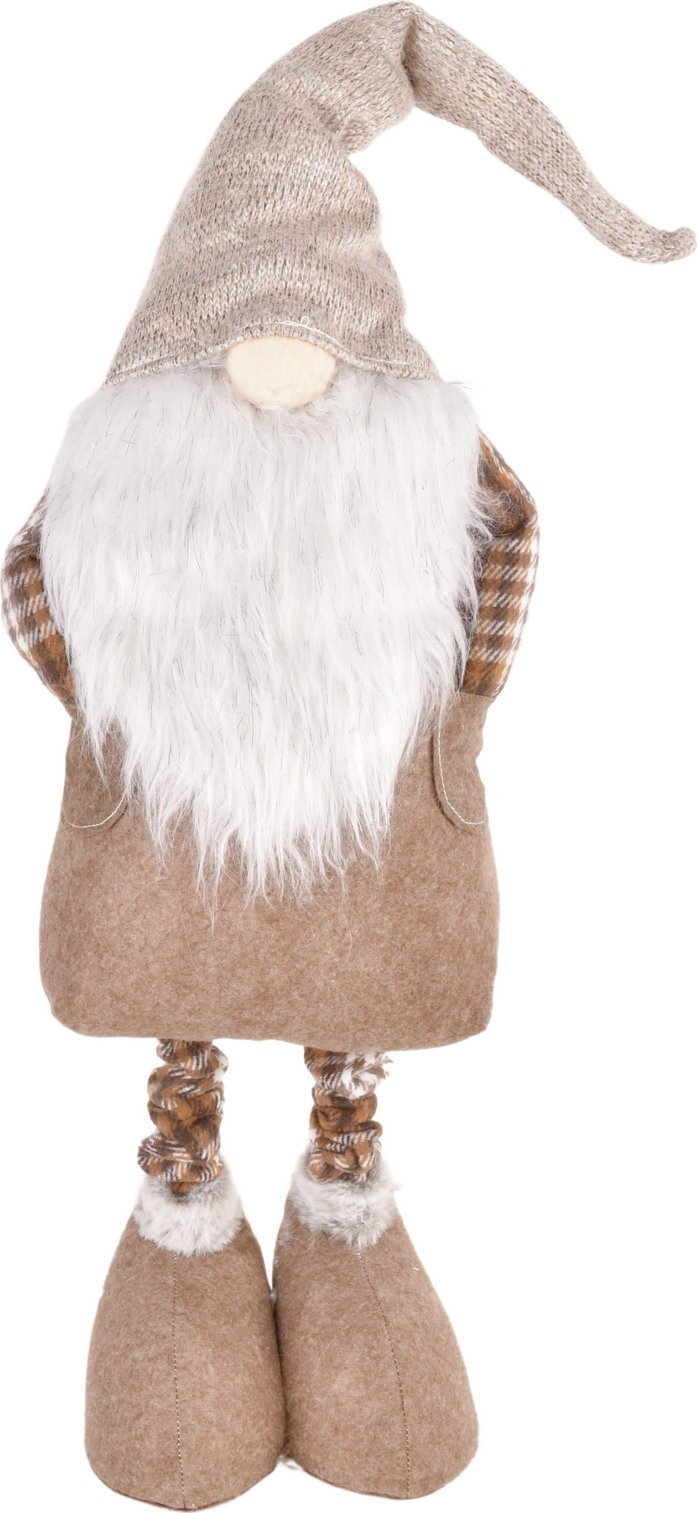 Dekoracja świąteczna Tajemniczy ogród Dekoracja świąteczna beżowy gnom na teleskopowych nogach 113 cm