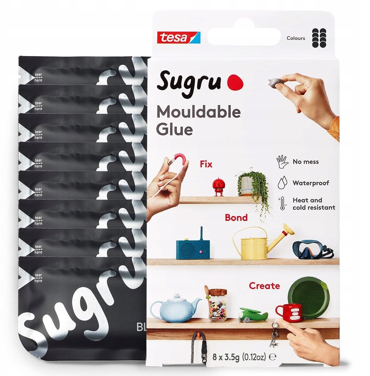 tesa Sugru formbarer Allzweckkleber 8Stk black