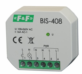 F&F Przekaźnik bistabilny 1NO 16A 100-265V AC IP20 - BIS-408
