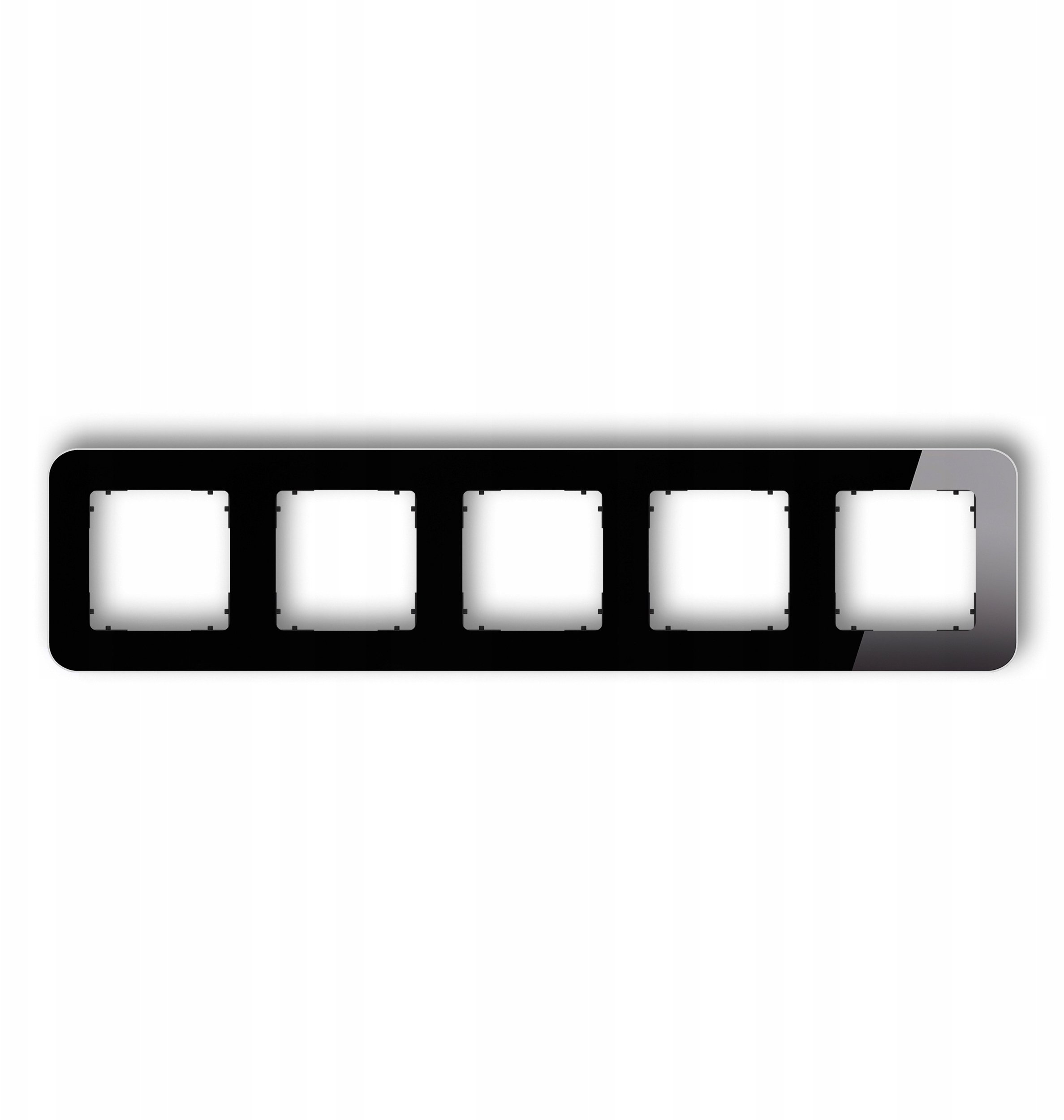 Karlik Ramka uniwersalna pięciokrotna zaokrąglona - efekt szkła (ramka: czarna spód: czarny) 12-12-IRSZ-5