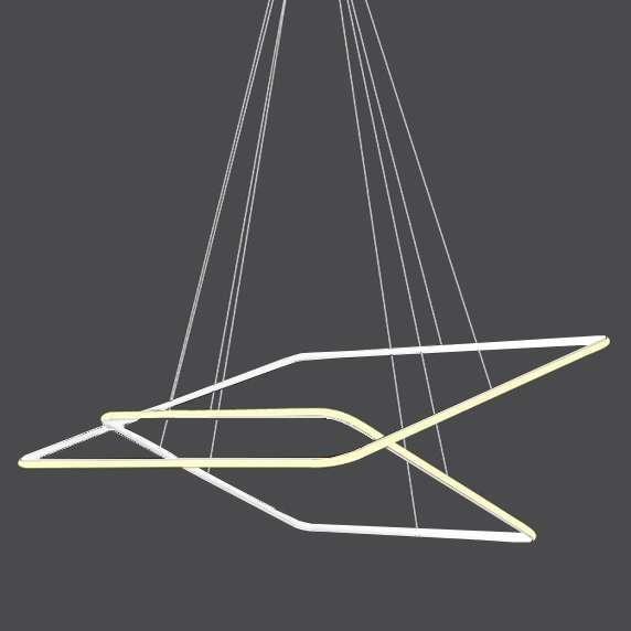 Lampa wisząca Mdeco LAMPA wisząca MDECO SLIM/000013/4000/W metalowa OPRAWA kwadratowe ramki LED 64W 4000K zwis biały