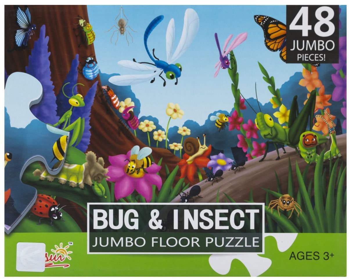 Puzzle układanka XXL dla dzieci, 48 dużych elementów, świat owadów