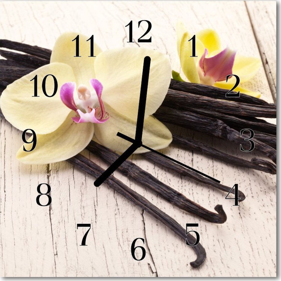 Tulup Zegar szklany ścienny Wanilia Kwiat Przyprawa