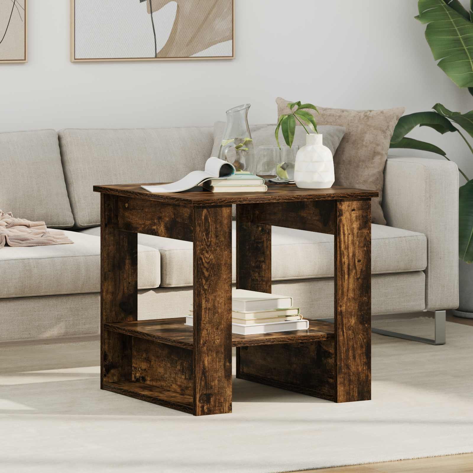 vidaXL Stolik kawowy Dąb wędzony 51 x 50 x 50 cm