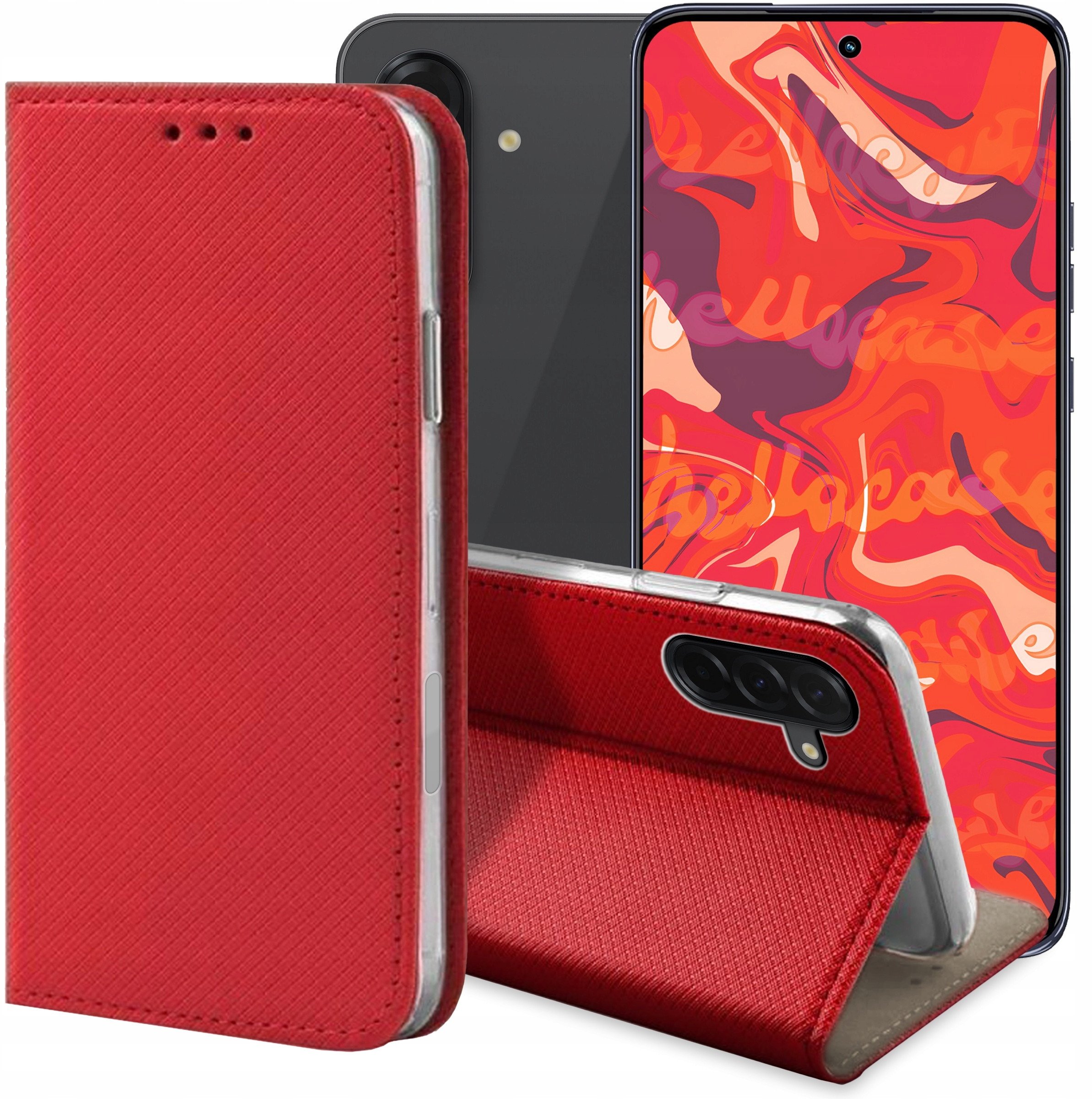 ETUI Z KLAPKĄ DO SAMSUNG GALAXY A36 5G / A56 5G CZERWONE MAGNETYCZNE KABURA