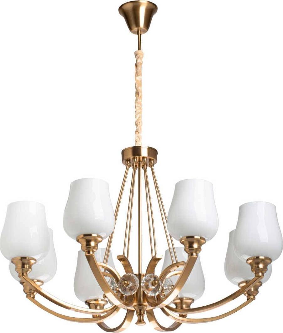 Lampa wisząca MW Glasberg Klasyczna LAMPA wisząca PALERMO 386017908 MW Glasberg metalowy ZWIS na łańcuchu do przedpokoju biały