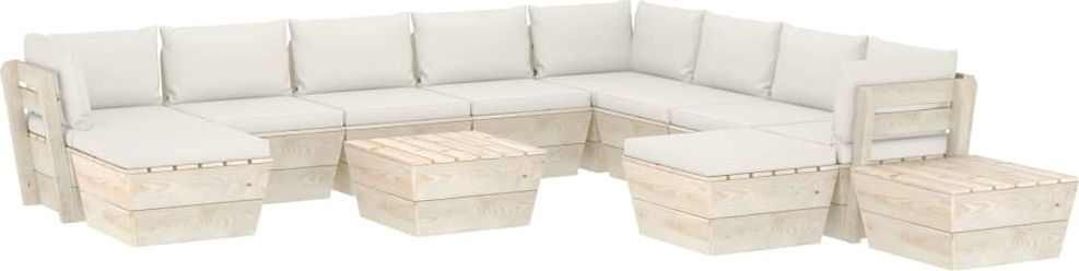 vidaXL VidaXL 12-cz. ogrodowy zestaw wypoczynkowy z palet, poduszki, świerk