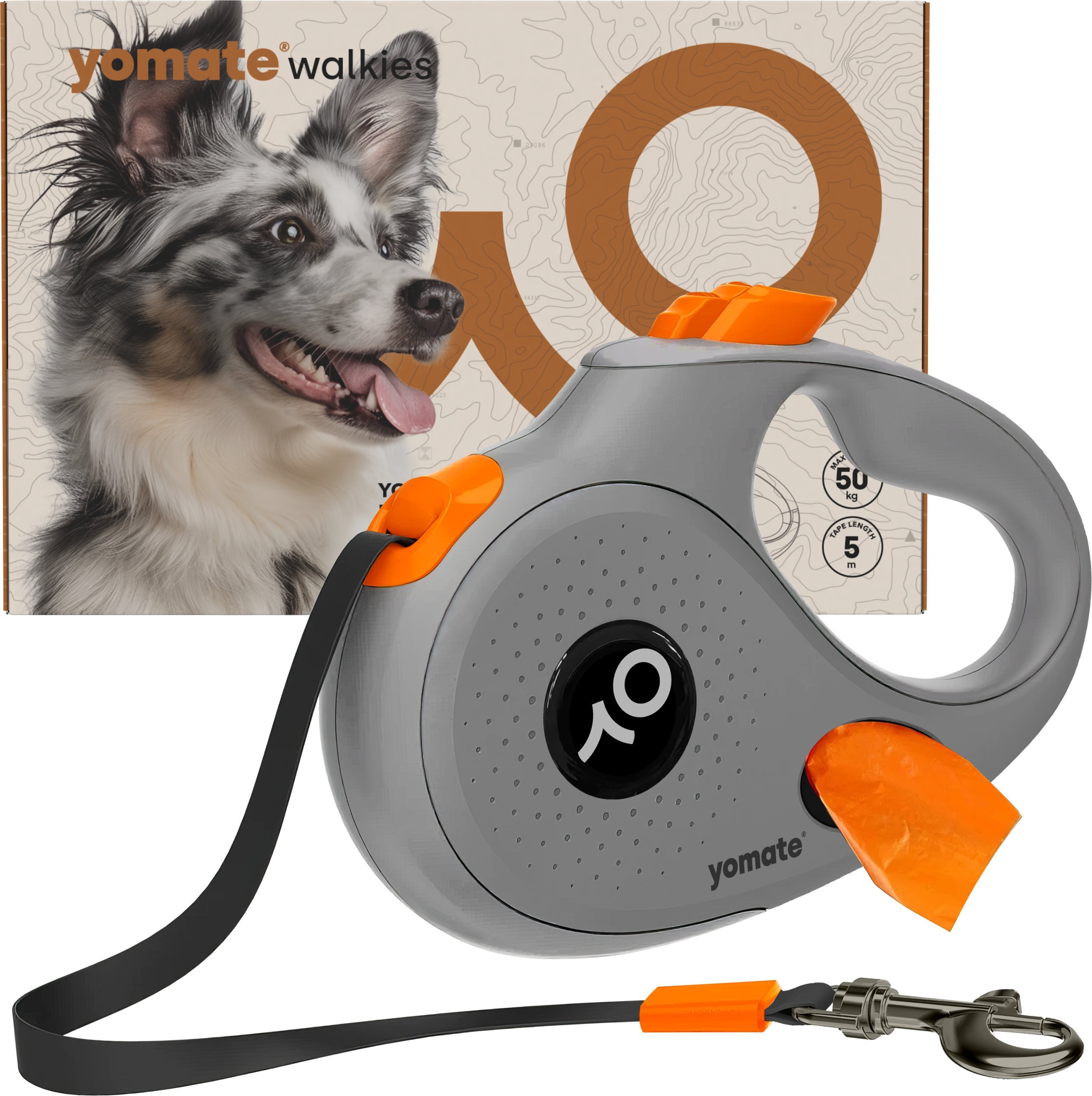 YOMATE! SMYCZ AUTOMATYCZNA DLA DUŻEGO PSA ZWIJANA Z BLOKADĄ