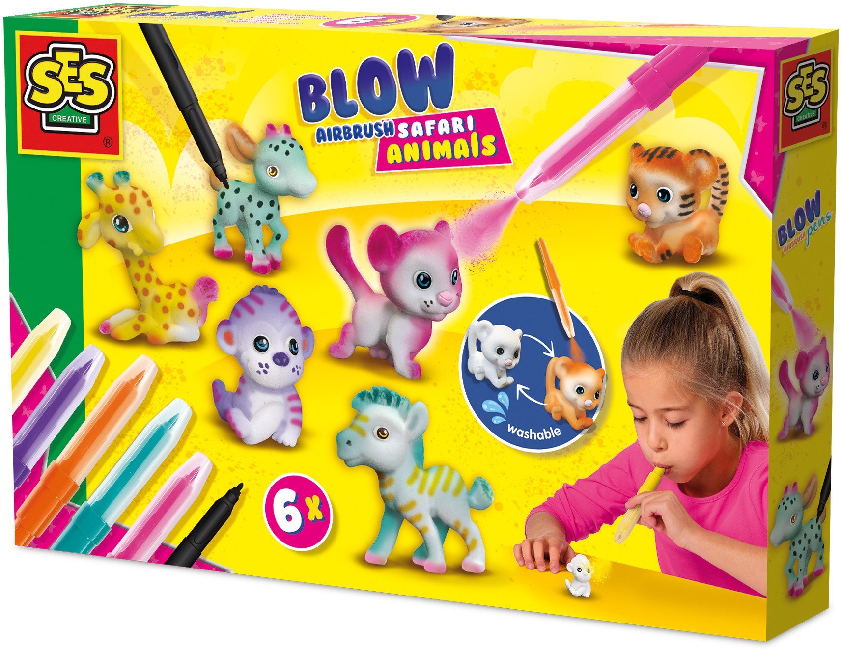 SES Pisaki z aerografem zwierzęta safari 6x 14335