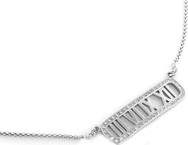 Lovrin SREBRNY NASZYJNIK 925 ZAWIESZKA Z LICZBAMI RZYMSKIMI