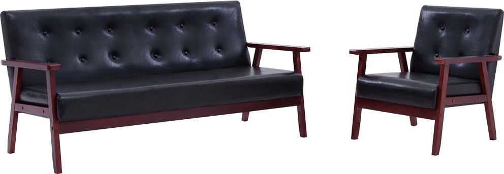 Elior Czarny zestaw wypoczynkowy tapicerowany ekoskórą - Vita 4S