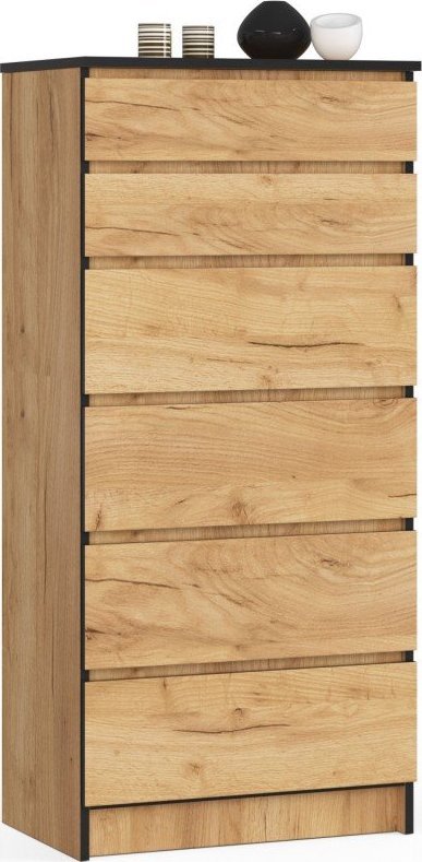 Fabryka Mebli Akord Komoda do salonu K 60 cm 6 szuflad - dąb craft