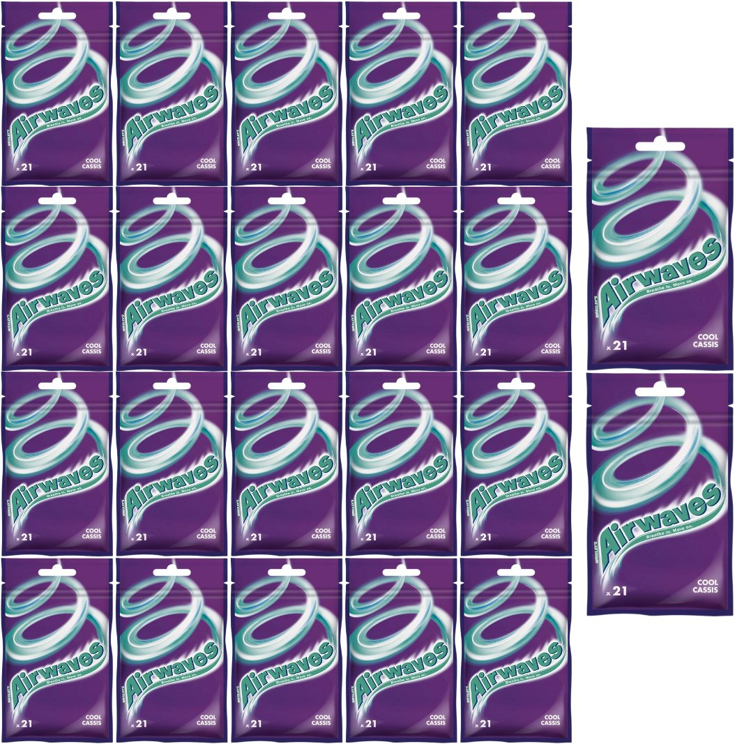 Airwaves Cool Cassis Guma do żucia bez cukru 29 g (21 drażetek) x 22 sztuk