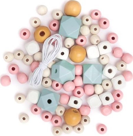 DP Craft Drewniane koraliki kolorowe DPRCAFT Pastel 80szt. Dalprint