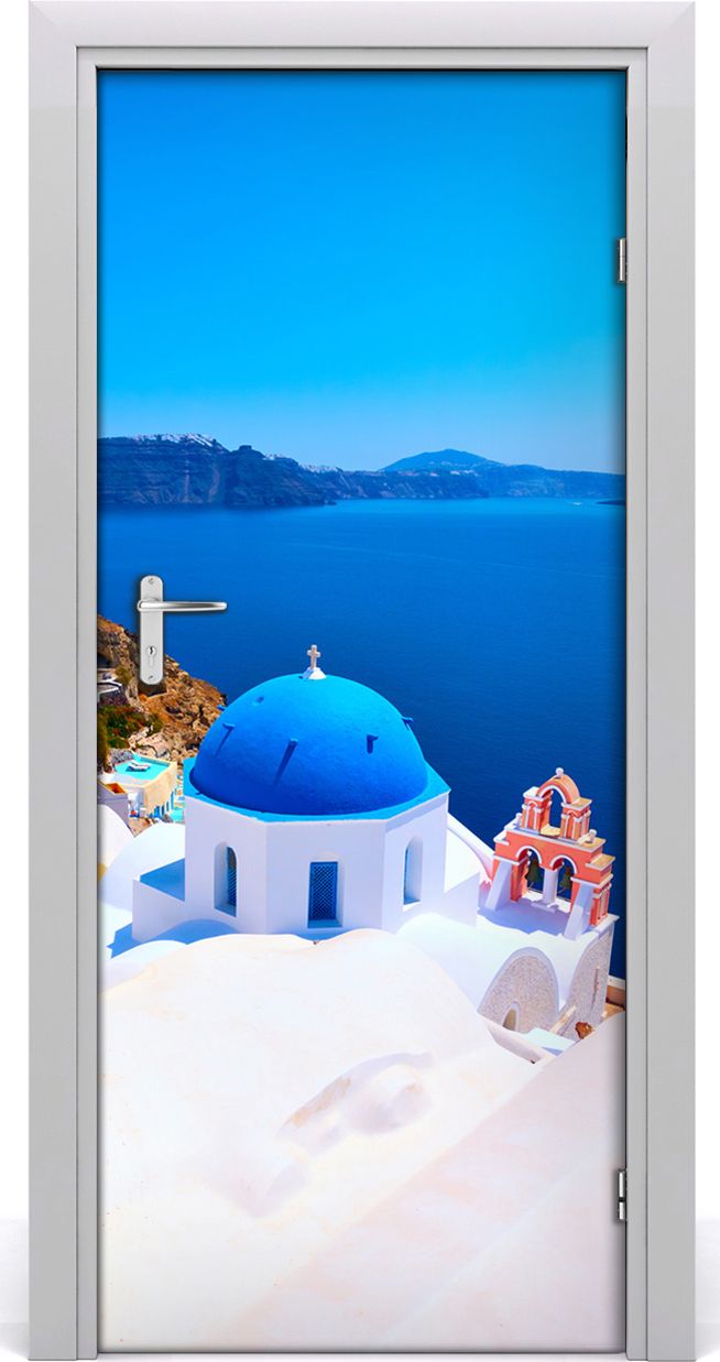 Tulup Fototapeta samoprzylepna na drzwi 85 x 205 cm Santorini, Grecja