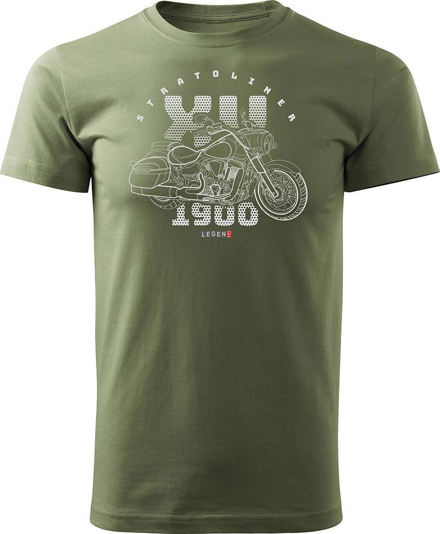 Topslang Koszulka motocyklowa z motocyklem Yamaha Stratoliner XV 1900 męska khaki REGULAR M