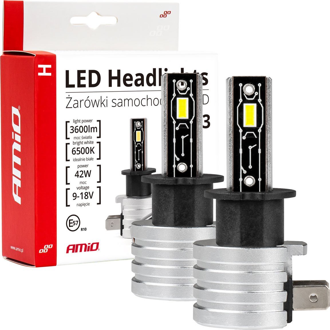 AMiO Żarówki samochodowe led seria h-mini h3 6500k canbus amio-03330