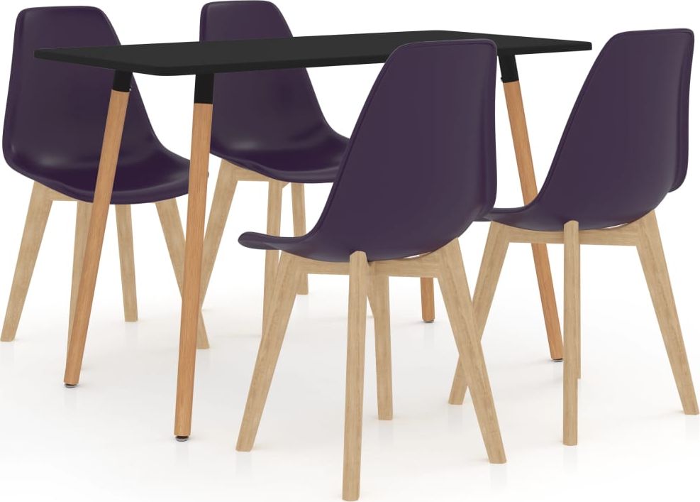 vidaXL 5-częściowy zestaw mebli jadalnianych, ciemnofioletowy