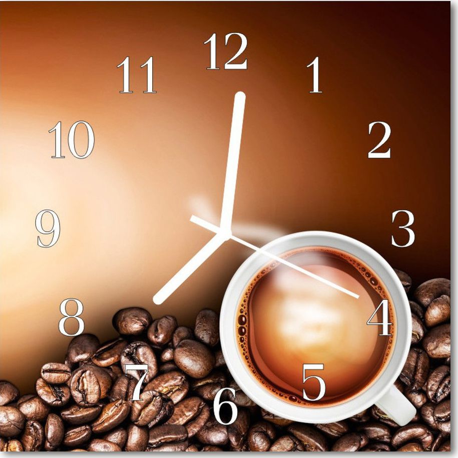 Tulup Zegar szklany ścienny Cichy Kawa Kuchenny 30x30 cm - 81278502