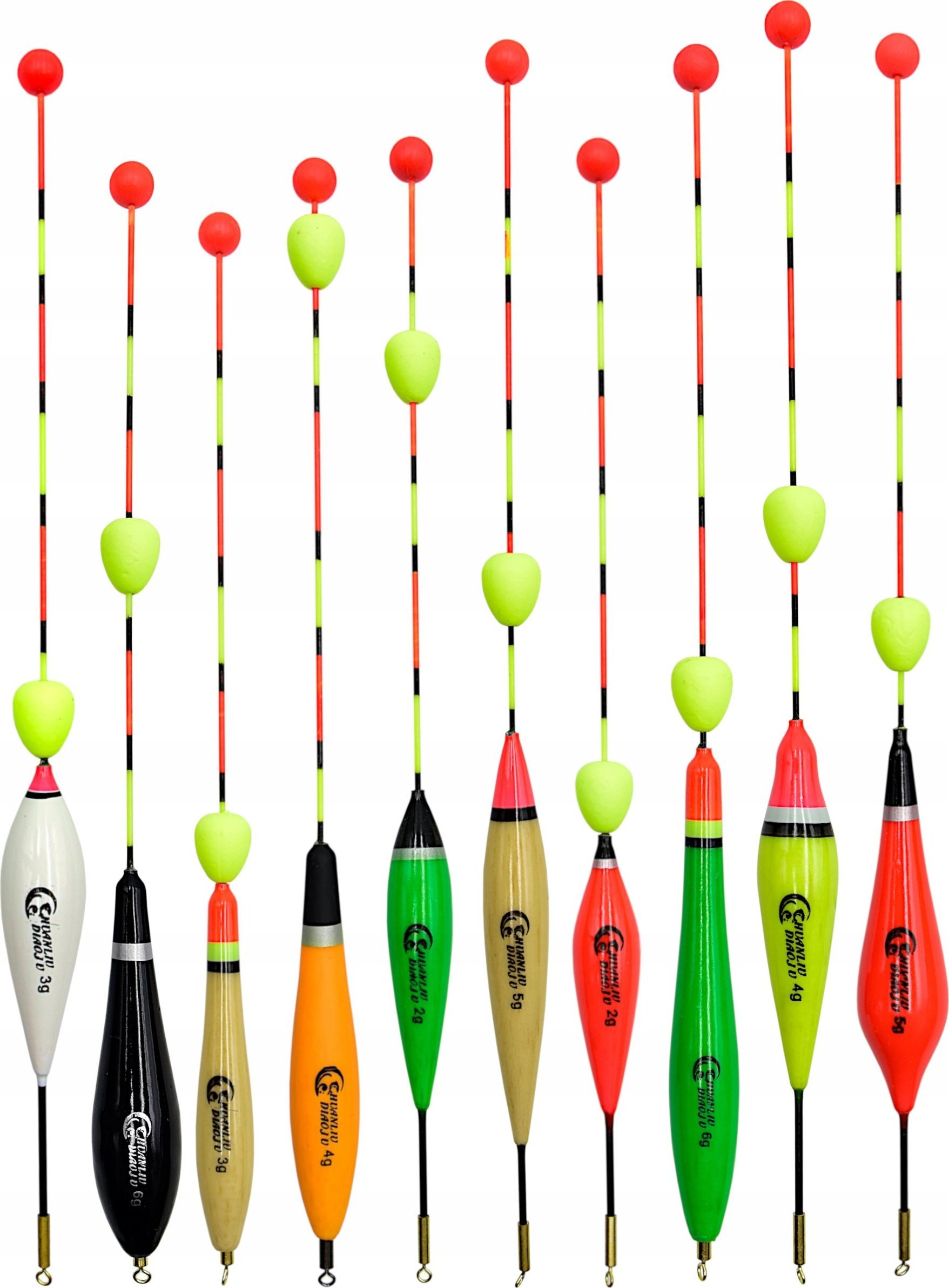 CHUAN LIU DIAO JU Zestaw SPŁAWIKÓW z BOJKĄ ślizgową góra-dół 2g -6 g