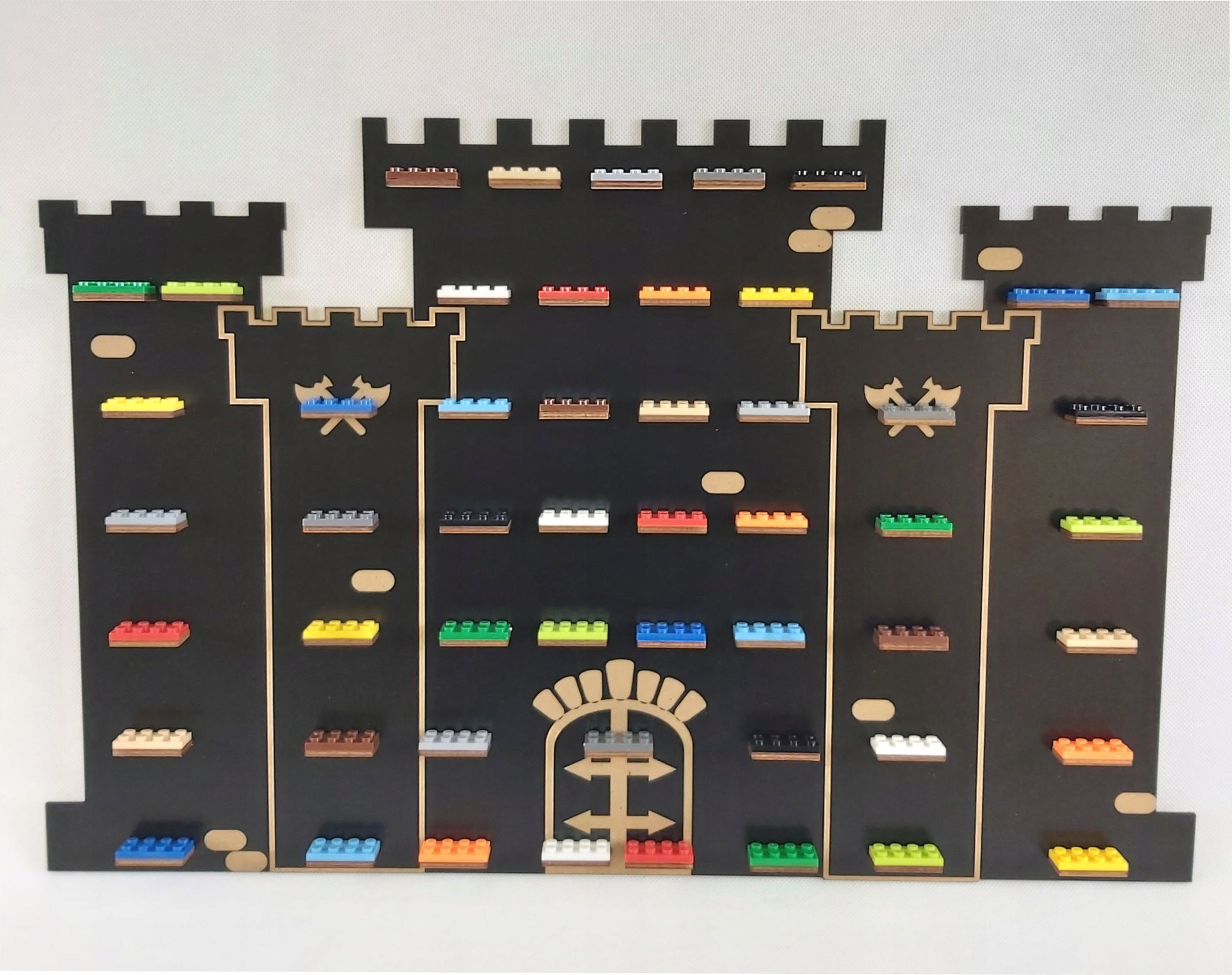 Półka na klocki ludziki figurki zamek castle Czarn