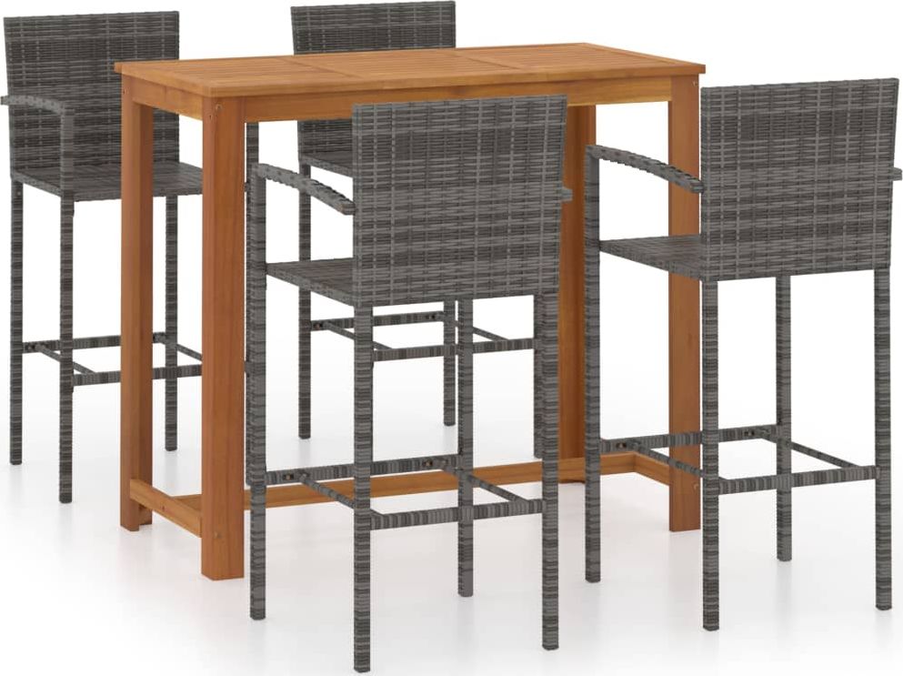 vidaXL 5-cz. zestaw mebli barowych do ogrodu, szary