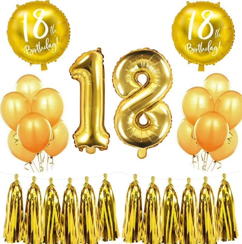 BALONY na 18 ZŁOTE gotowy MEGA ZESTAW