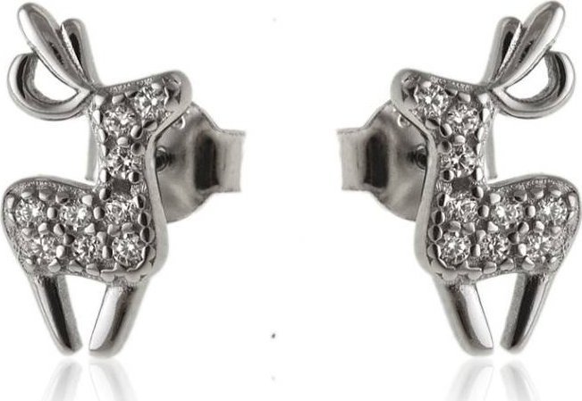 Lovrin Srebrne kolczyki 925 jeleń zdobiony cyrkonią