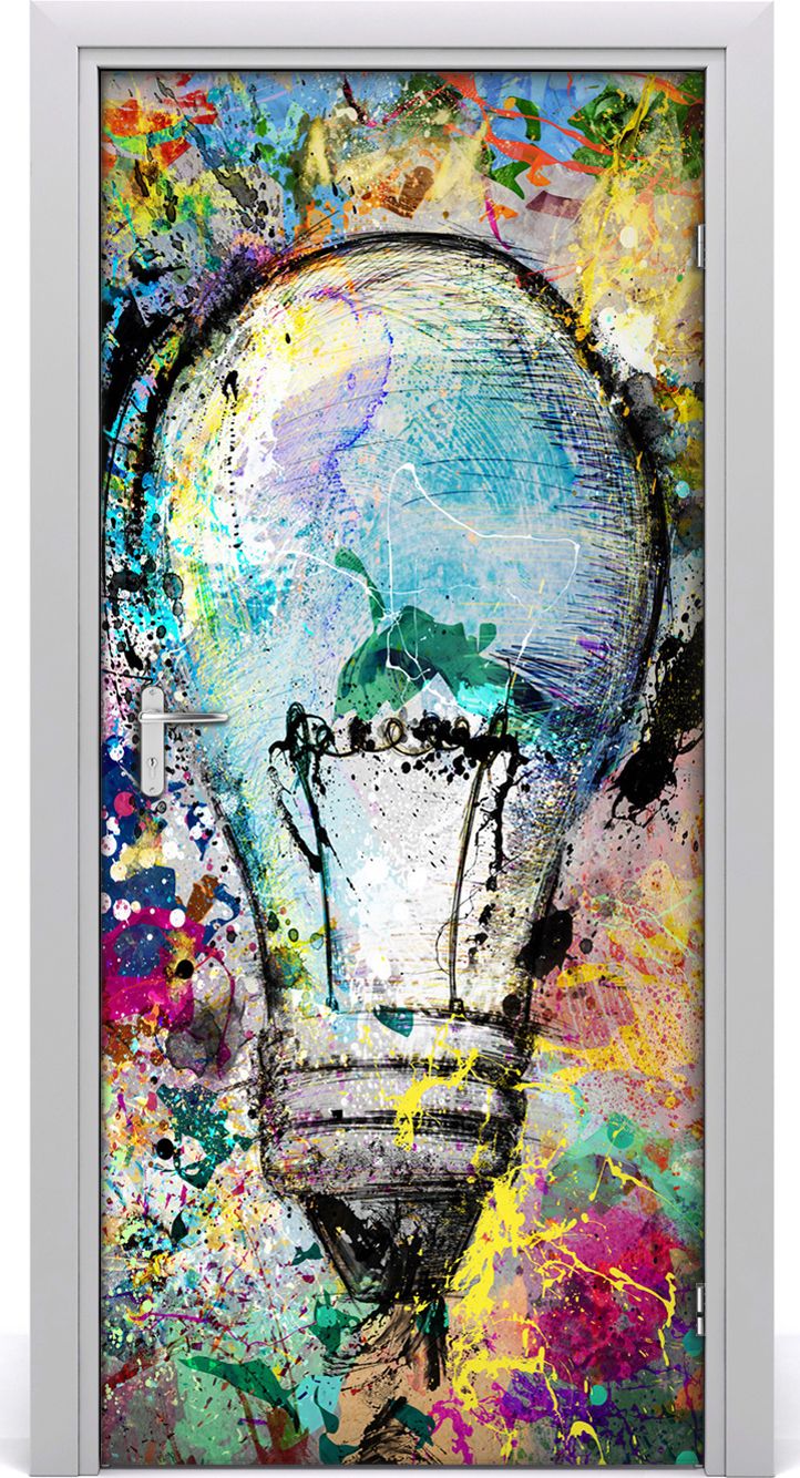 Tulup Fototapeta samoprzylepna na drzwi 95 x 205 cm Kolorowa Żarówka