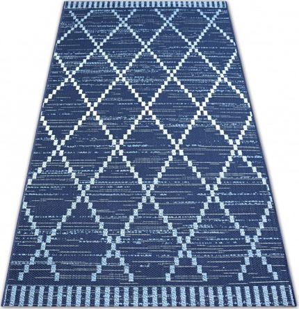 Dywany Łuszczów Dywan SZNURKOWY SIZAL COLOR 47268/309 Romby Kwadraty Niebieski, 140x200 cm