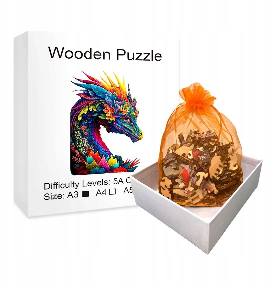 Puzzle Drewniane Wooden A3 dla dzieci i dorosłych 180 el. Dragon Smok