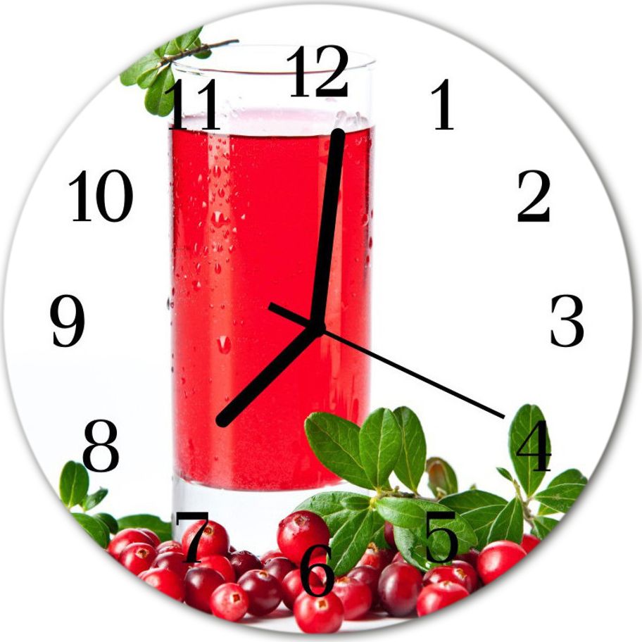 Tulup Zegar na szkle na ścianę Okrągły Żurawina Sok fi 30 cm 51380740