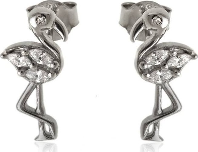 Lovrin Srebrne kolczyki 925 dwa flamingi na sztyft