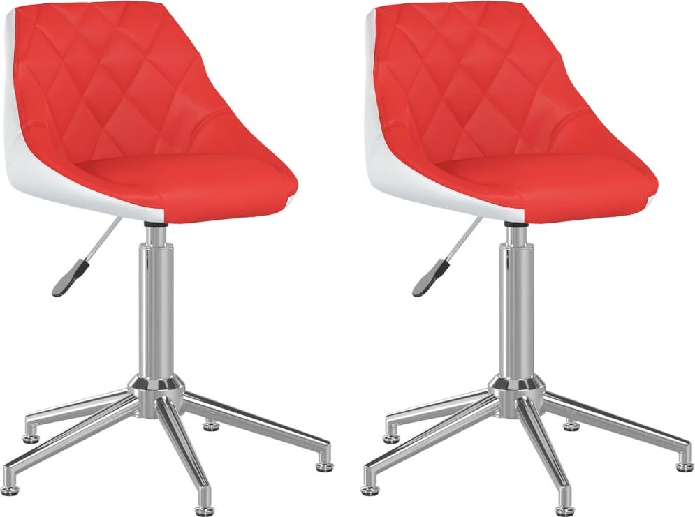 vidaXL Obrotowe krzesła stołowe, 2 szt., czerwiono-białe, ekoskóra