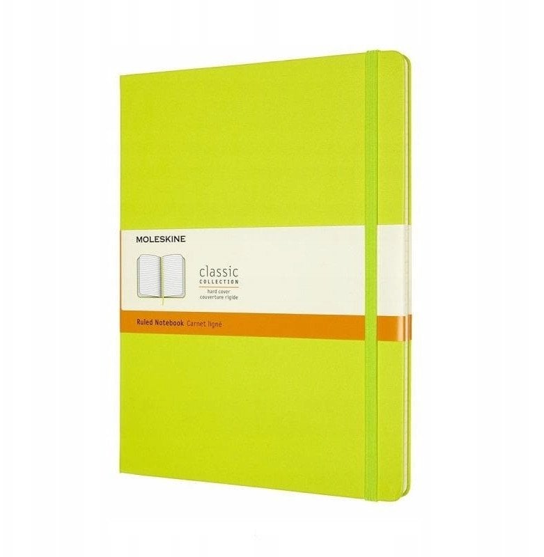 Notes MOLESKINE Classic XL (19x25cm), w linie, twarda oprawa, 192 strony, lemon green
