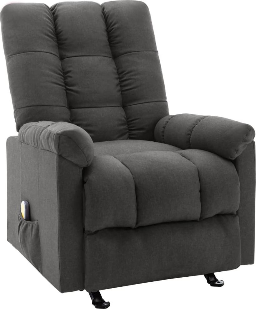 vidaXL Rozkładany fotel masujący, ciemnoszary, obity tkaniną