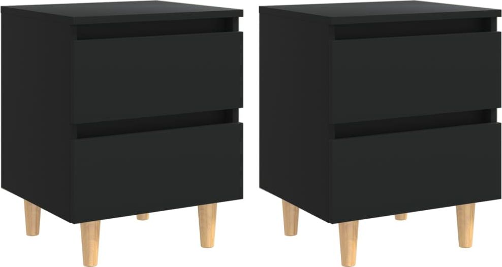 vidaXL 2 szafki nocne z sosnowymi nóżkami, czarne, 40x35x50 cm