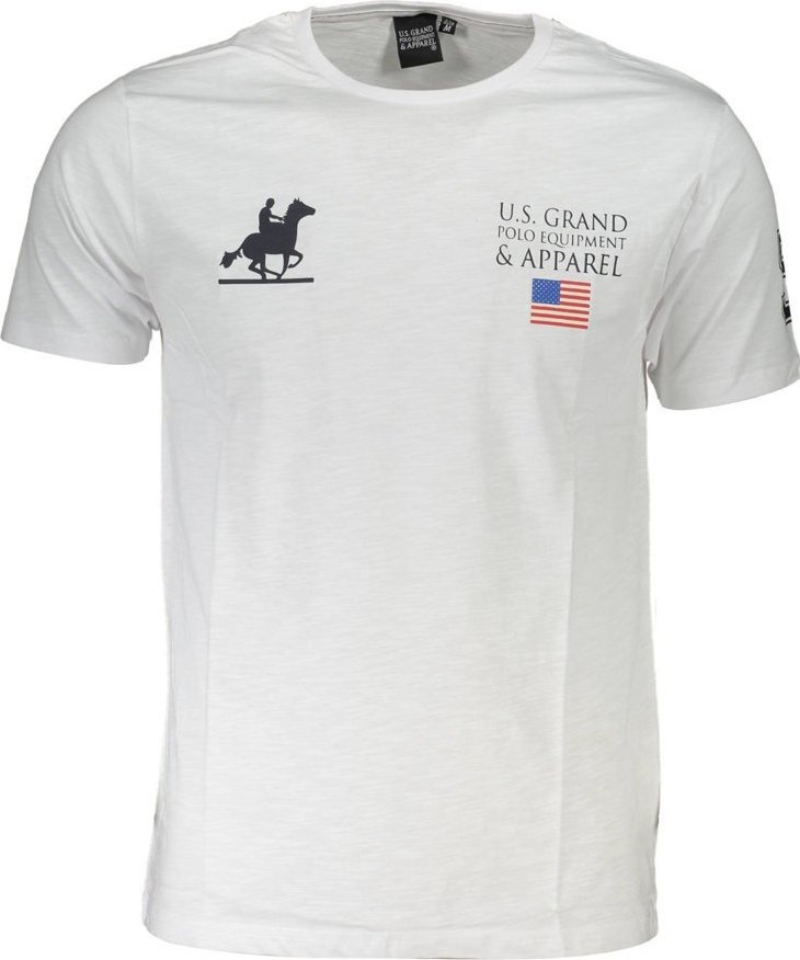 U.S. Grand Polo US GRAND POLO T-SHIRT MĘSKI Z KRÓTKIM RĘKAWEM BIAŁY L