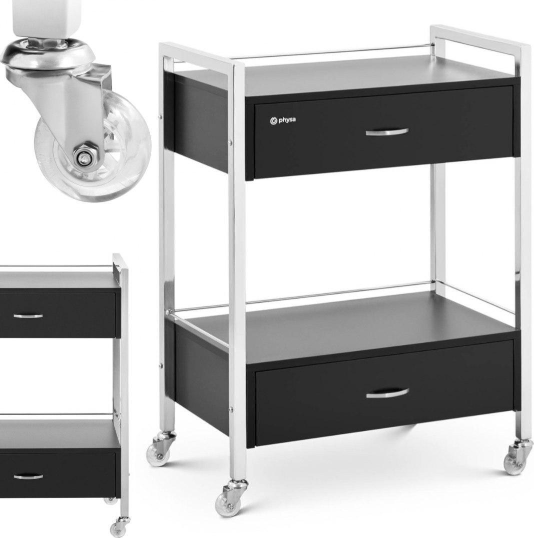 Physa Wózek pomocnik kosmetyczny fryzjerski 2 szuflady 2 półki 62 x 38 x 86.5 cm czarny Wózek pomocnik kosmetyczny fryzjerski 2 szuflady 2 półki 62 x