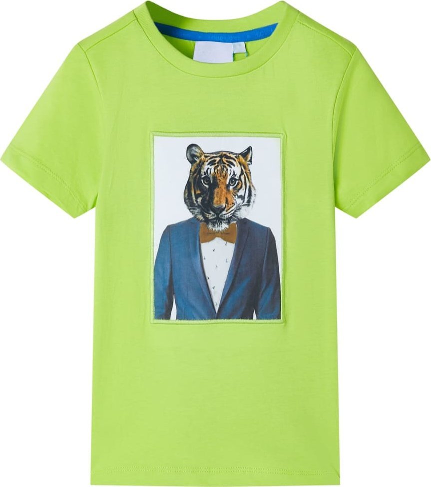 vidaXL Koszulka dziecięca z krótkimi rękawami, limonkowa, 140