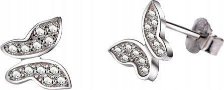 Sfera Damska Kolczyki srebrne Motyl Motylek błyszczące cyrkonie