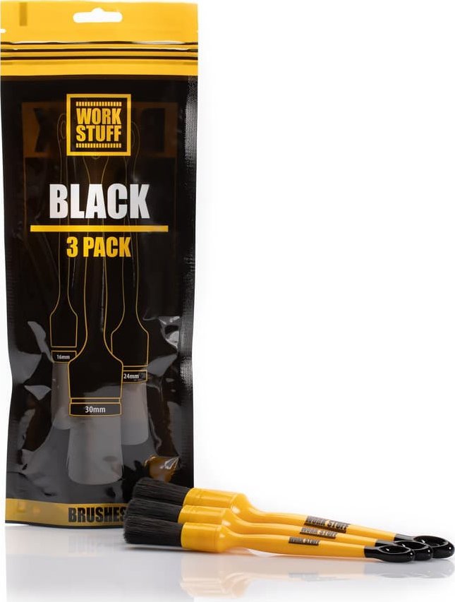 Work Stuff Work Stuff Detailing Brush Black 3 pack - zestaw pędzelków detailingowych