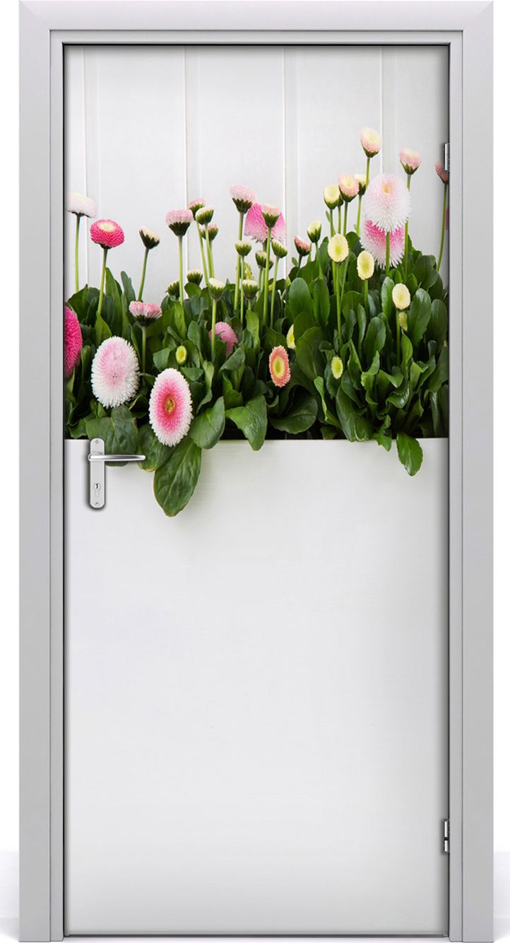 Tulup Fototapeta samoprzylepna na drzwi 95 x 205 cm różowe stokrotki