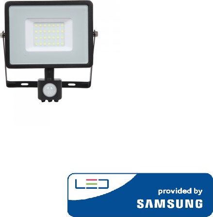 Naświetlacz V-TAC Lampa LED VT-30-S 30W 6400K, czarna
