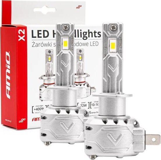 AMiO Żarówki samochodowe LED seria X2 H1 6500K Canbus AMIO-02970