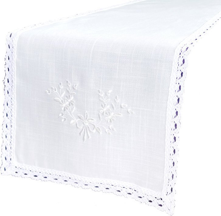 Mesa Witold Dynowiec Bieżnik 60 x 120 Dekoracyjny Haft wz. 052 Biały