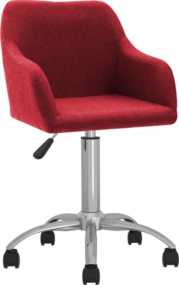 vidaXL Obrotowe krzesło stołowe, winna czerwień, obite tkaniną