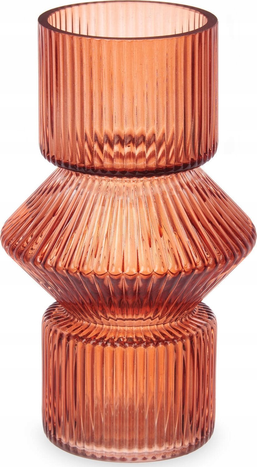 Gift Decor Szklany wazon ryflowane szkło, 9,5 x 16,5 cm