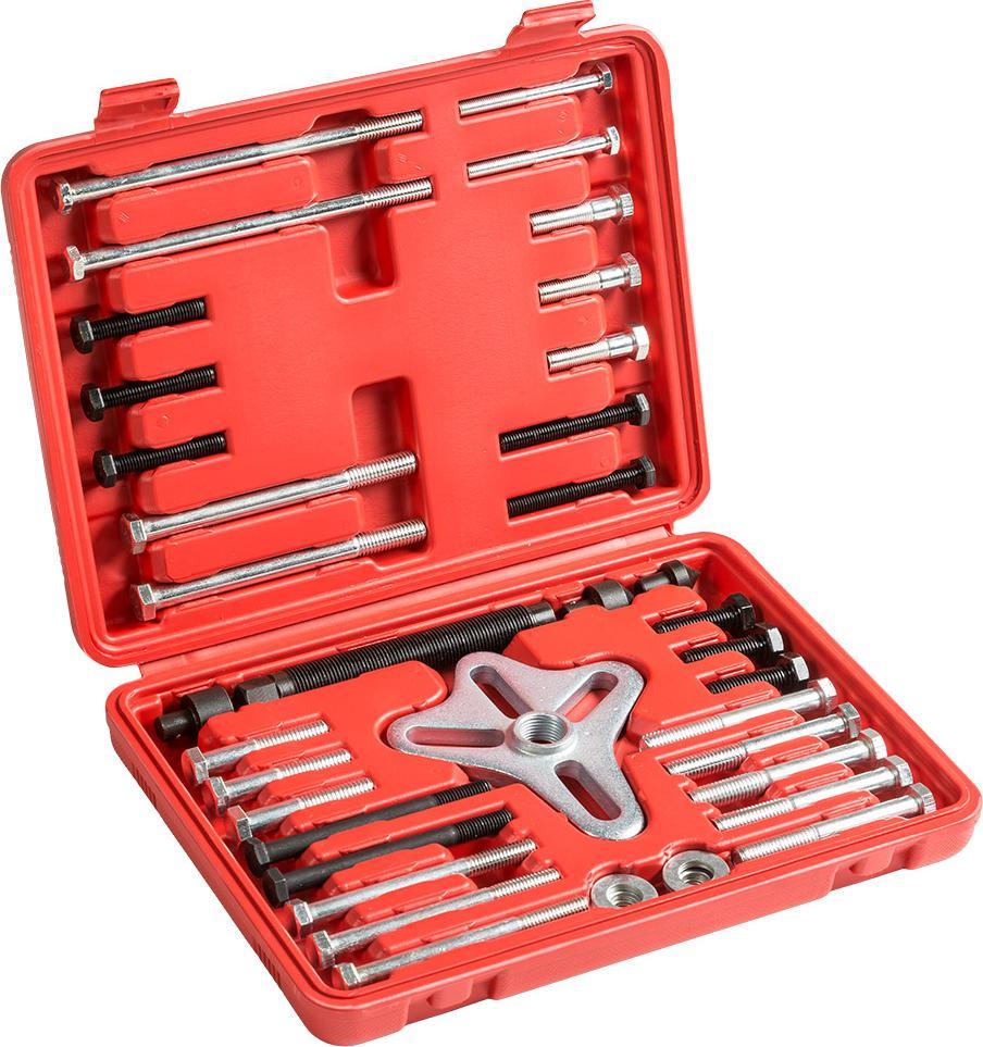 Tectake Uniwersalny ściągacz do koła kierownicy 46-elementowy - czerwony